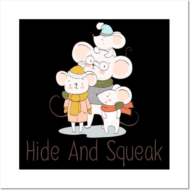 Hide Squeak Mice Family Funny Cute Rodents Wall Art by Mellowdellow